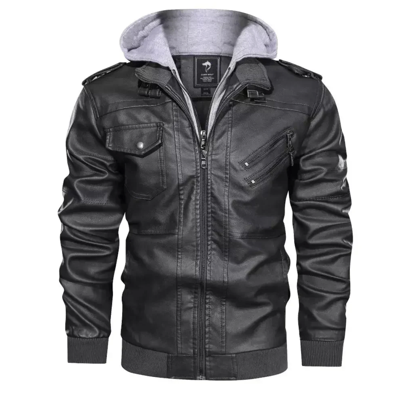 Jaqueta de Couro Masculina com Capuz Firenzi