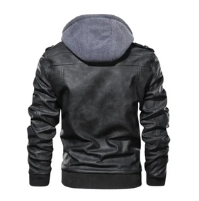 Jaqueta de Couro Masculina com Capuz Firenzi