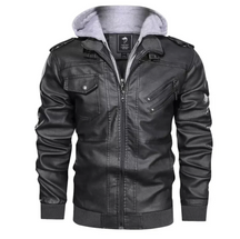 Jaqueta de Couro Masculina com Capuz Firenzi