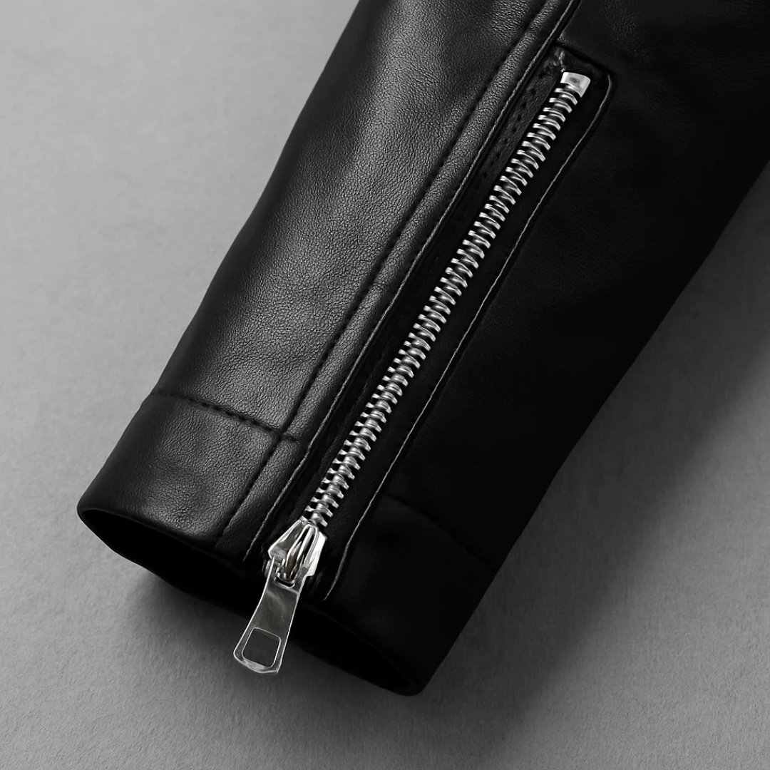 Jaqueta Masculina de Couro com Cinto Frontal