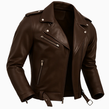 Jaqueta Masculina de Couro com Cinto Frontal